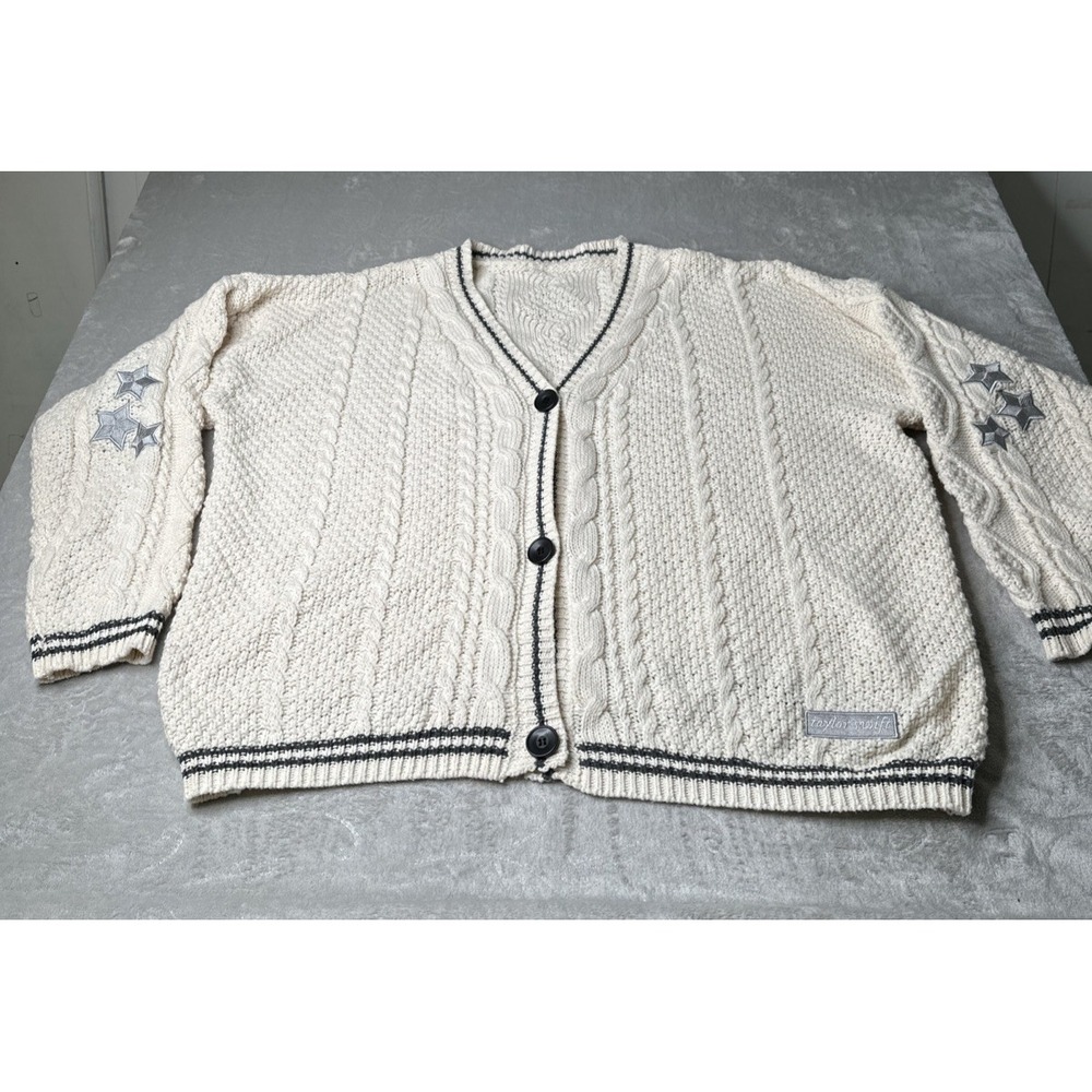 Taylor Swift Folklore Cream Cable Knit Cardigan Sz 3XL/4XL